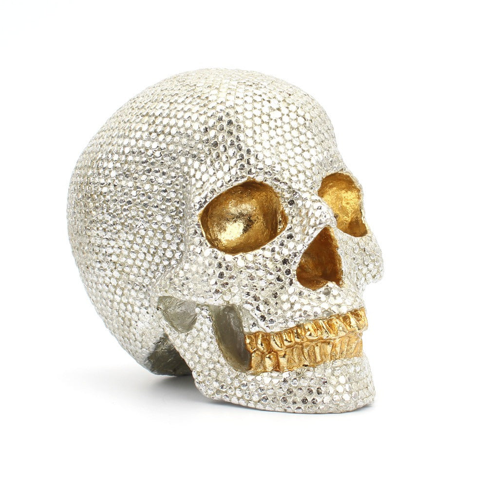 Pearlescent Skeleton Ornament Mini Small Head Desktop Home Decoration