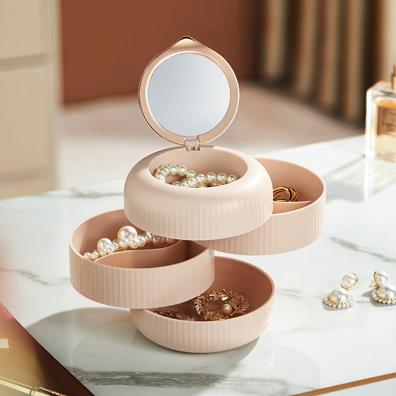 Light luxury senior home living supplies multi-layer rotating jewelry box dressing table earrings ring hand jewelry storage box