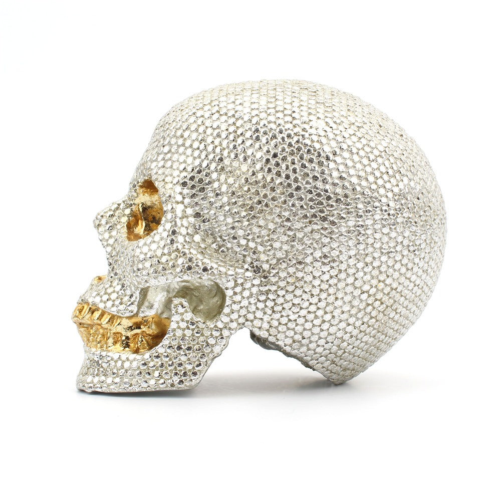 Pearlescent Skeleton Ornament Mini Small Head Desktop Home Decoration