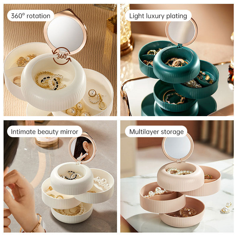 Light luxury senior home living supplies multi-layer rotating jewelry box dressing table earrings ring hand jewelry storage box