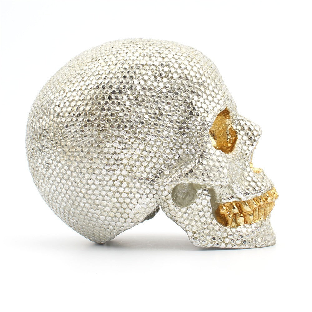 Pearlescent Skeleton Ornament Mini Small Head Desktop Home Decoration