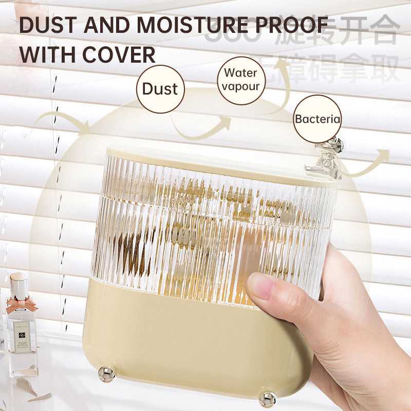 Desktop Storage Box Light Luxury Home Living Items Jewelry Debris Dust & Moisture Proof Cover Rotating Cosmetic Storage