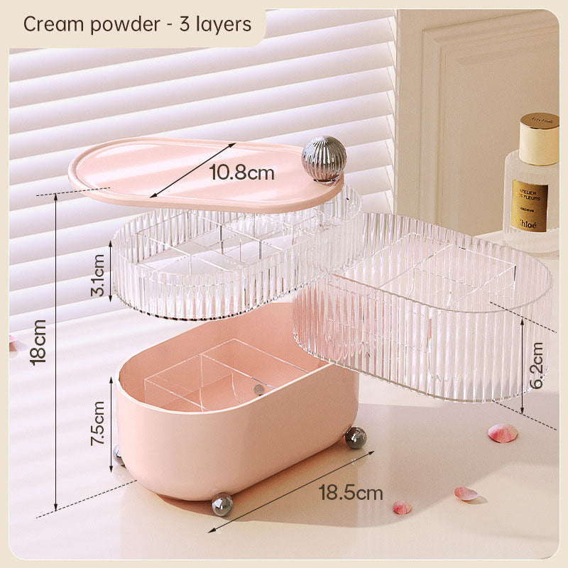 Desktop Storage Box Light Luxury Home Living Items Jewelry Debris Dust & Moisture Proof Cover Rotating Cosmetic Storage