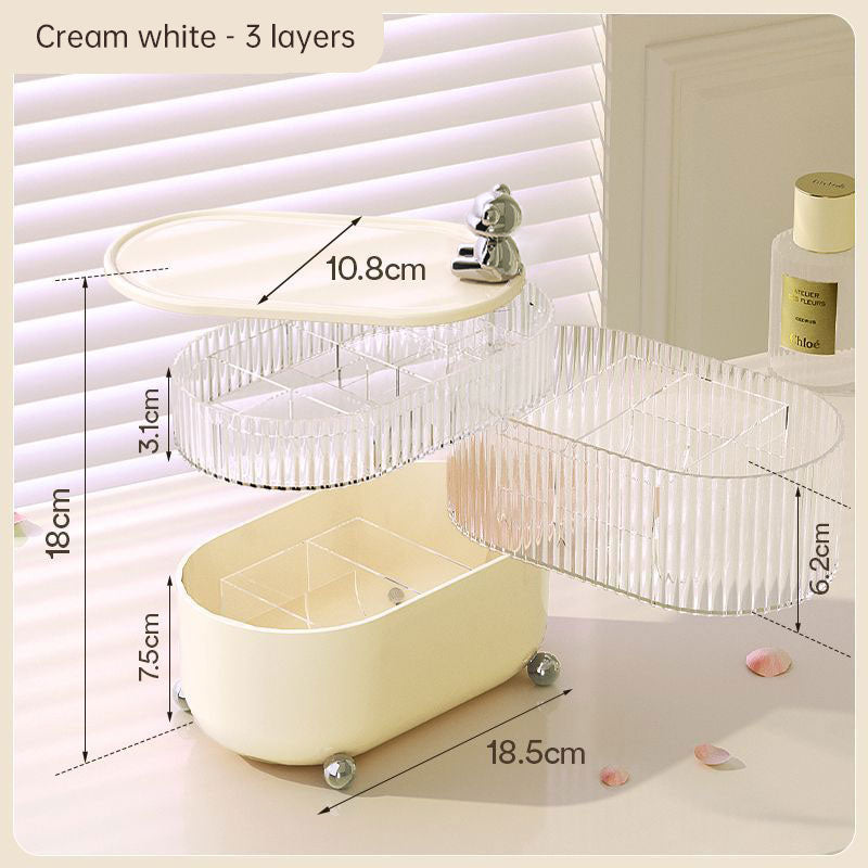 Desktop Storage Box Light Luxury Home Living Items Jewelry Debris Dust & Moisture Proof Cover Rotating Cosmetic Storage