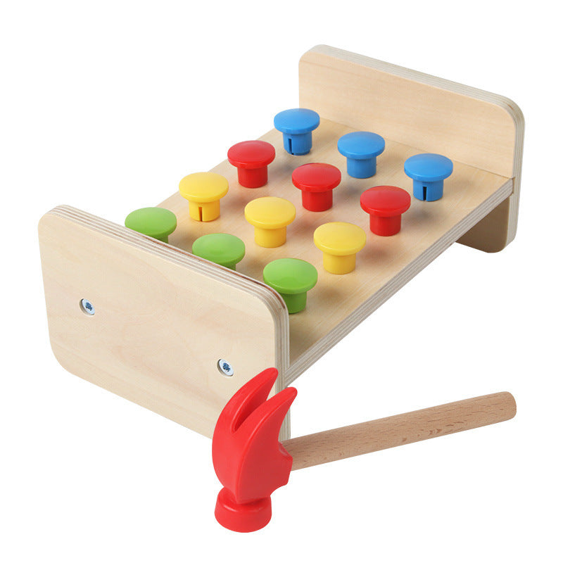 Two-in-one Pile Bridge Platform Nail Table Toy Children's Wooden Puzzle Pile Suit