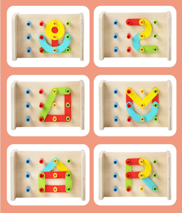 Two-in-one Pile Bridge Platform Nail Table Toy Children's Wooden Puzzle Pile Suit