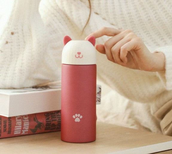 Stainless steel smart cat creative thermos mug Portable cute girl student personality digital display children thermos mug
