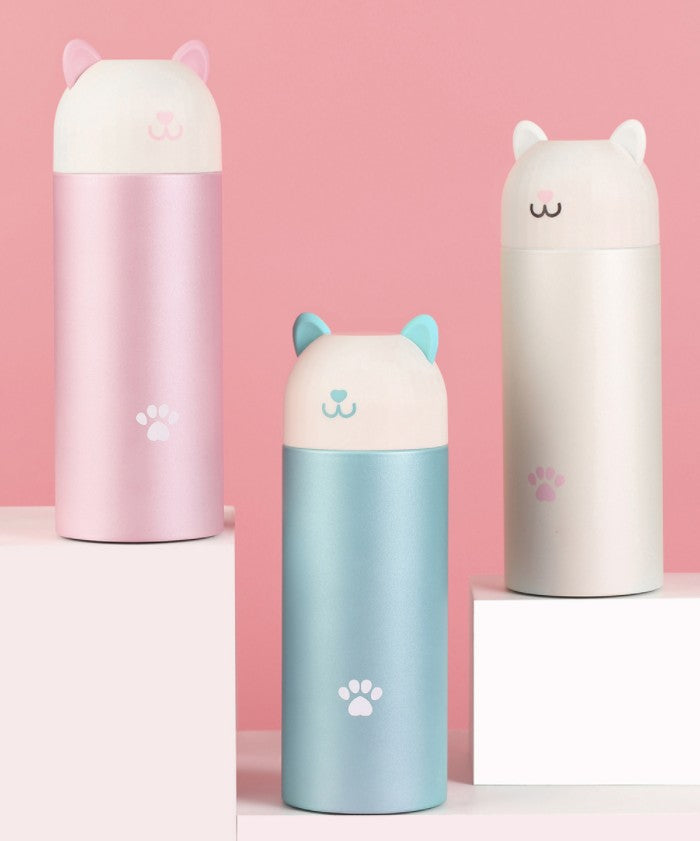 Stainless steel smart cat creative thermos mug Portable cute girl student personality digital display children thermos mug