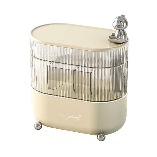 Desktop Storage Box Light Luxury Home Living Items Jewelry Debris Dust & Moisture Proof Cover Rotating Cosmetic Storage