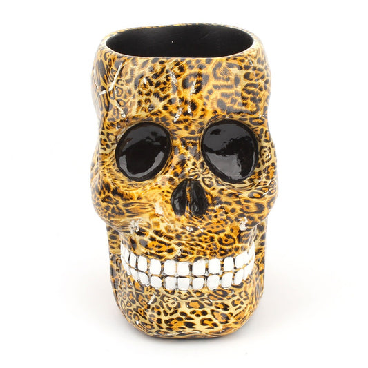 Water transfer printing skull pen holder creative desktop makeup storage cylinder resin desktop ornament