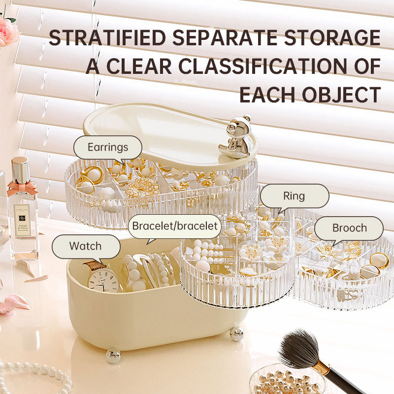 Desktop Storage Box Light Luxury Home Living Items Jewelry Debris Dust & Moisture Proof Cover Rotating Cosmetic Storage